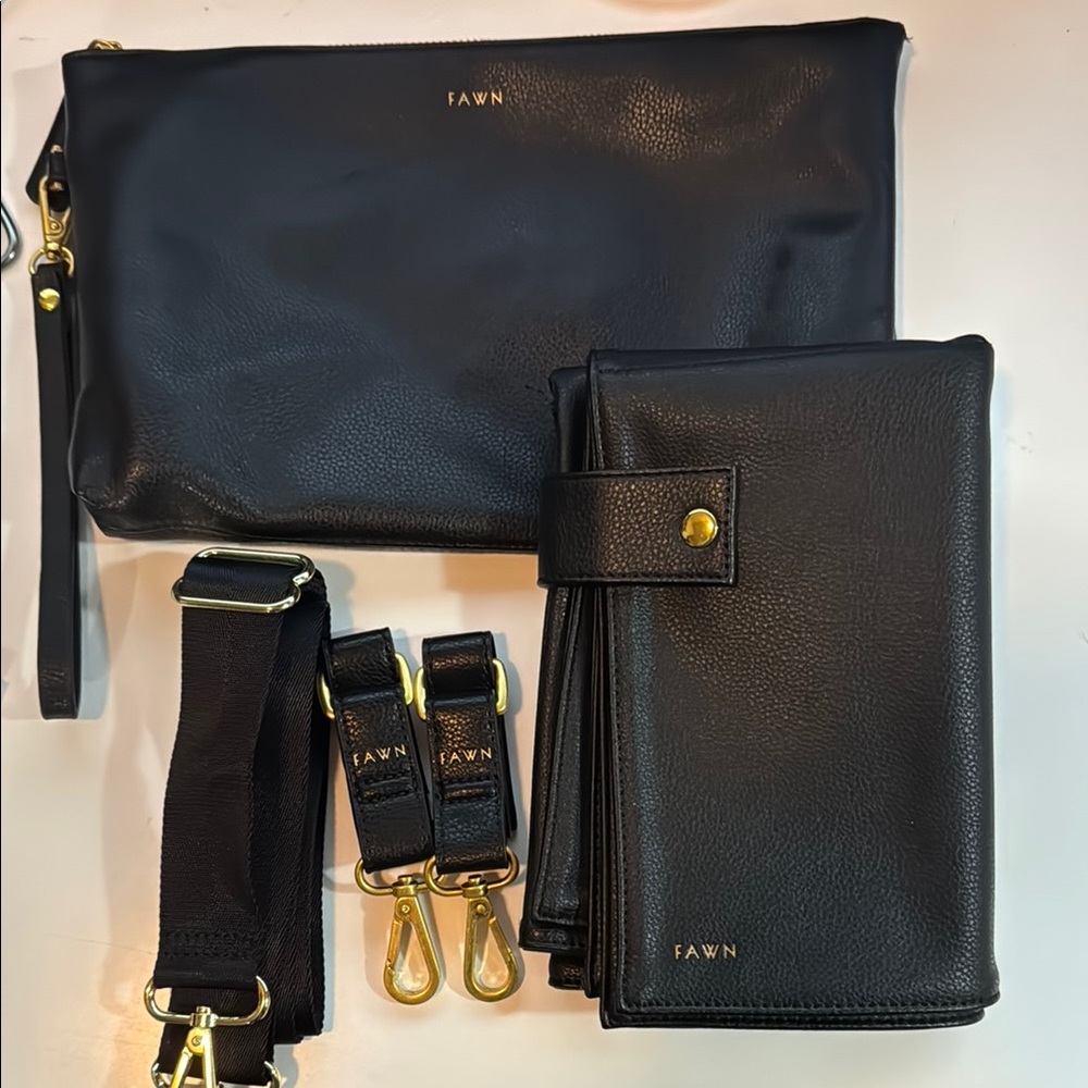 Fawn Black Leather Bag Set